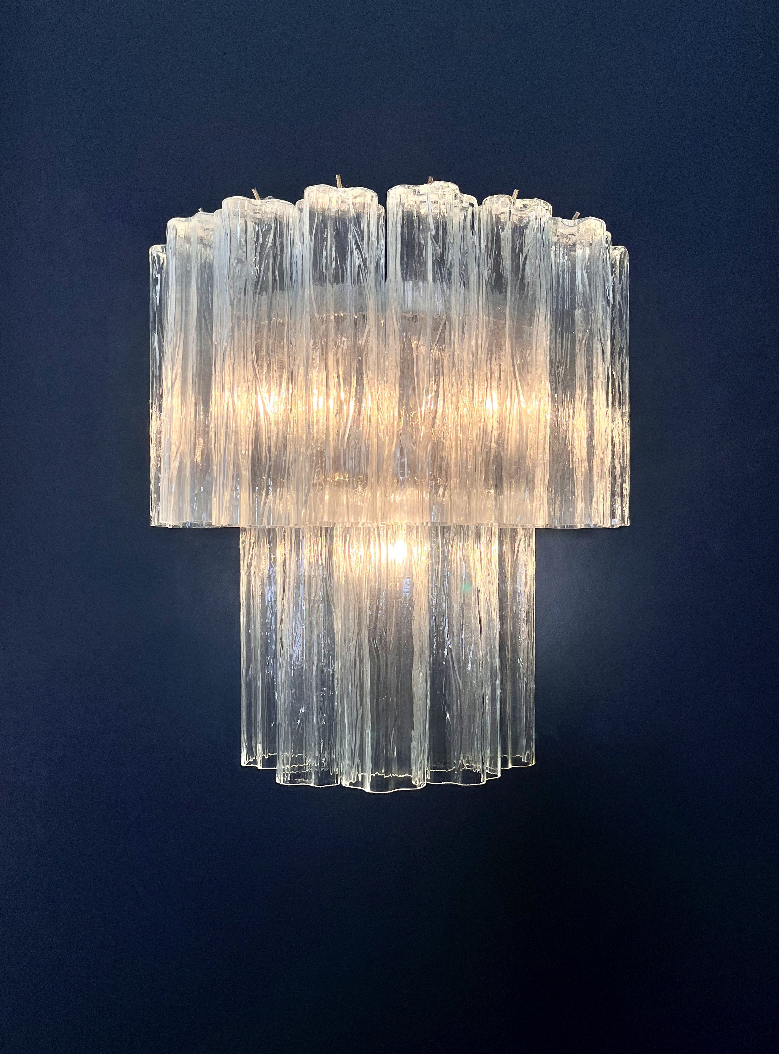 Murano Wall Lamp | 13 Clear Glass Tubes | Set of 2