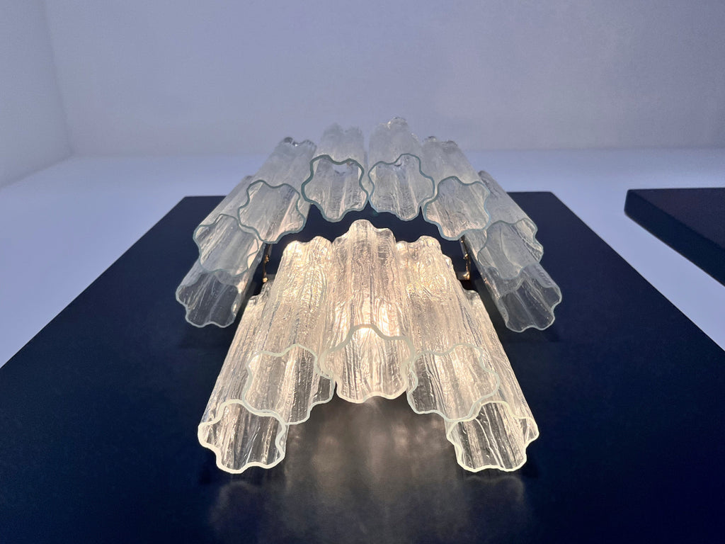 Murano Wall Lamp | 13 Clear Glass Tubes | Set of 2