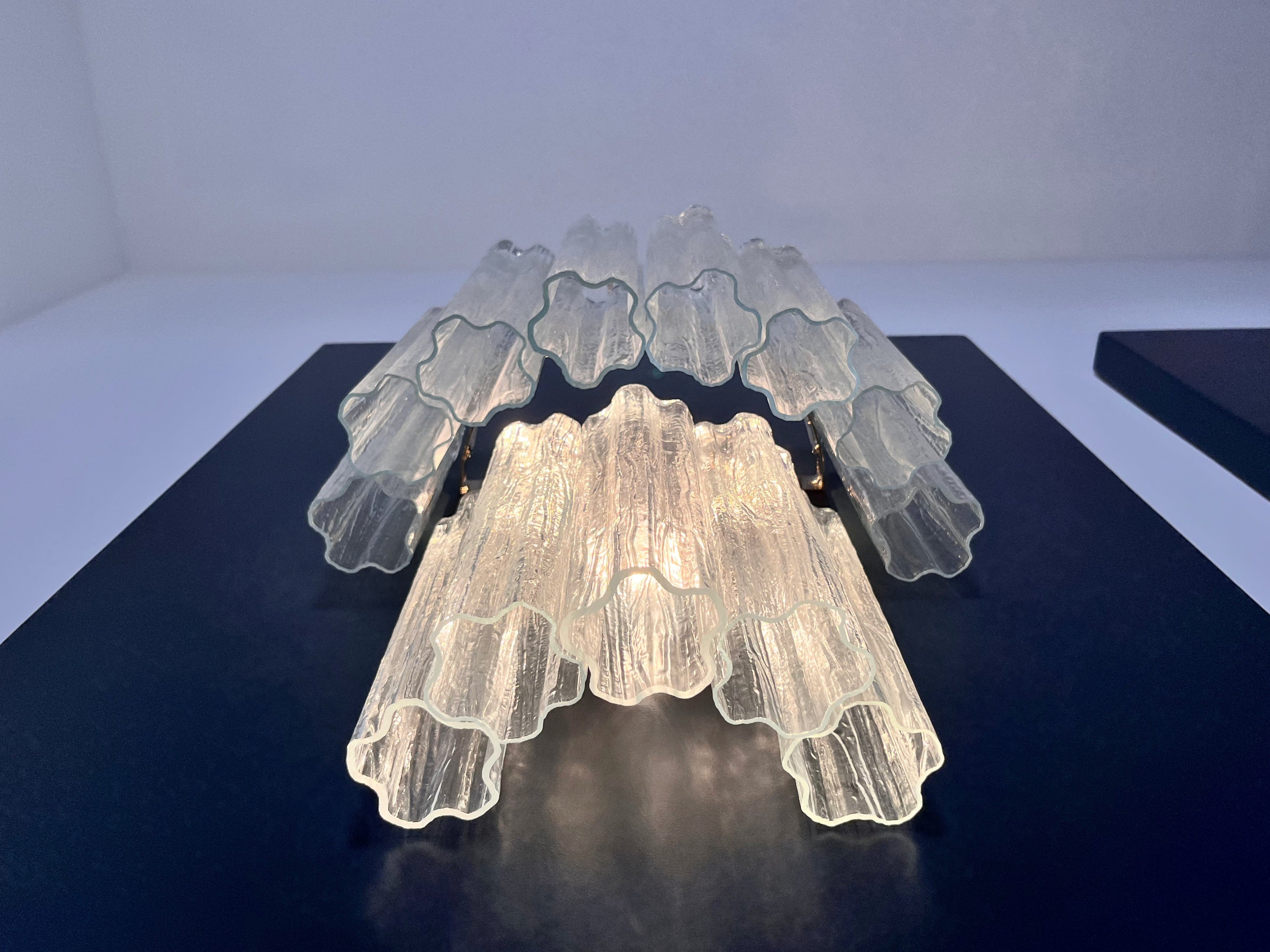 Murano Wall Lamp | 13 Clear Glass Tubes | Set of 2
