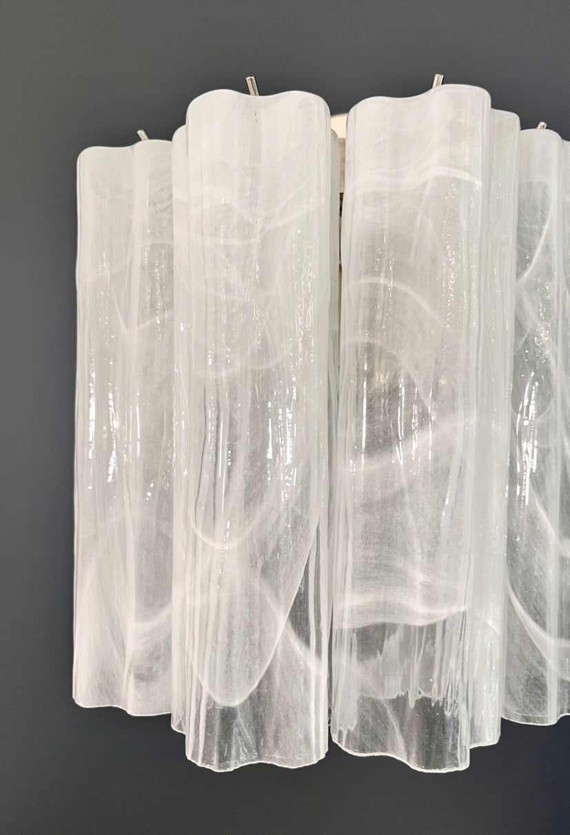 Murano Wall Lamp | 5 White Alabaster Glass Tubes | Set of 2