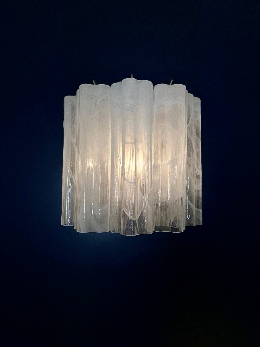 Murano Wall Lamp | 5 White Alabaster Glass Tubes | Set of 2