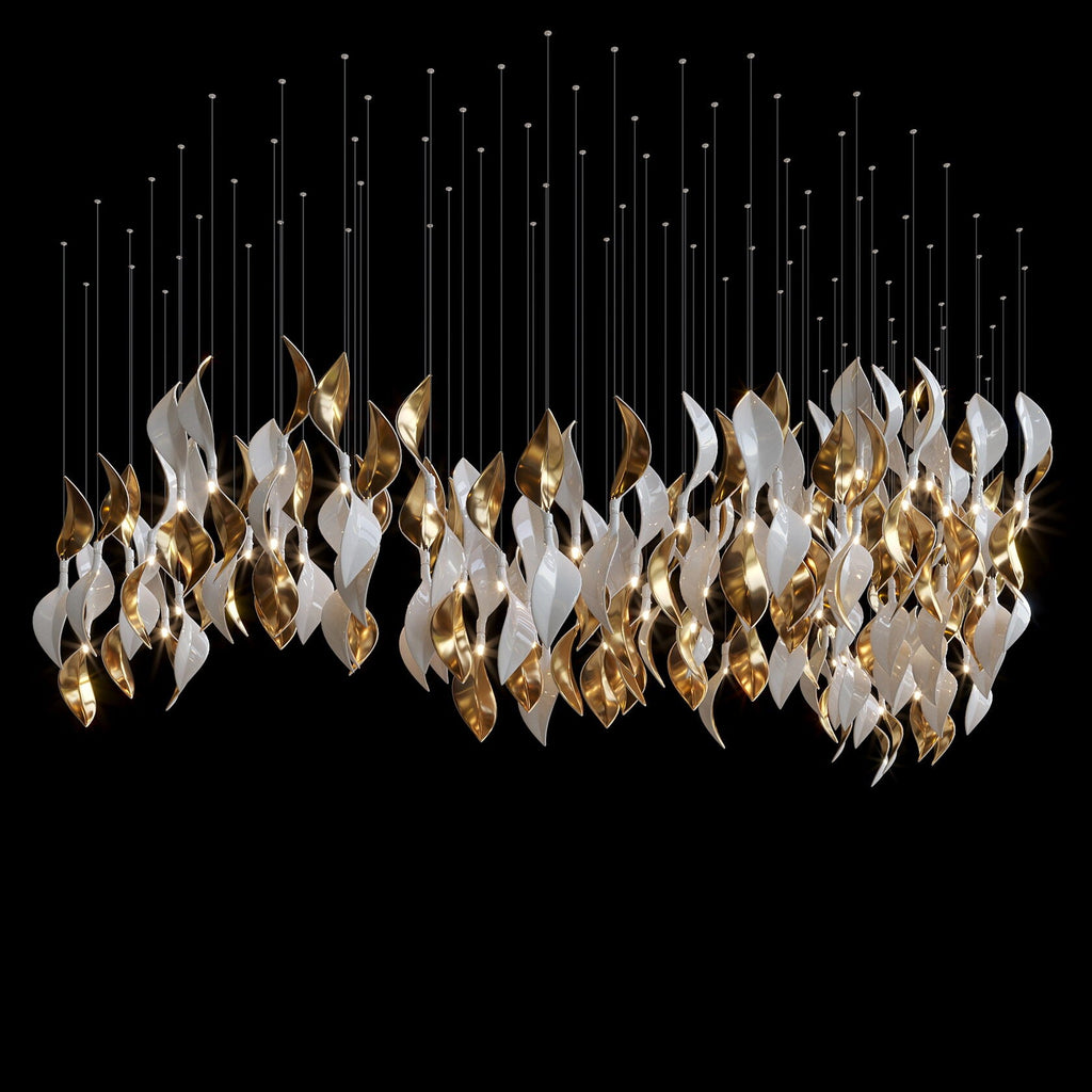 White Twist Leaf Garland Chandelier