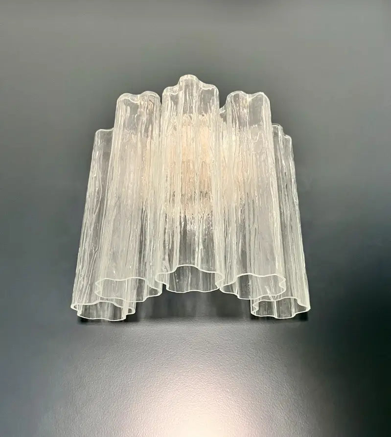 Murano Wall Lamp | 5 Clear Tube Glass | Set of 2