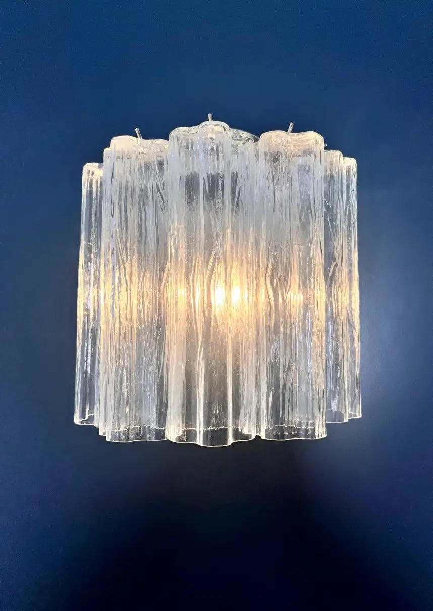 Murano Wall Lamp | 5 Clear Tube Glass | Set of 2