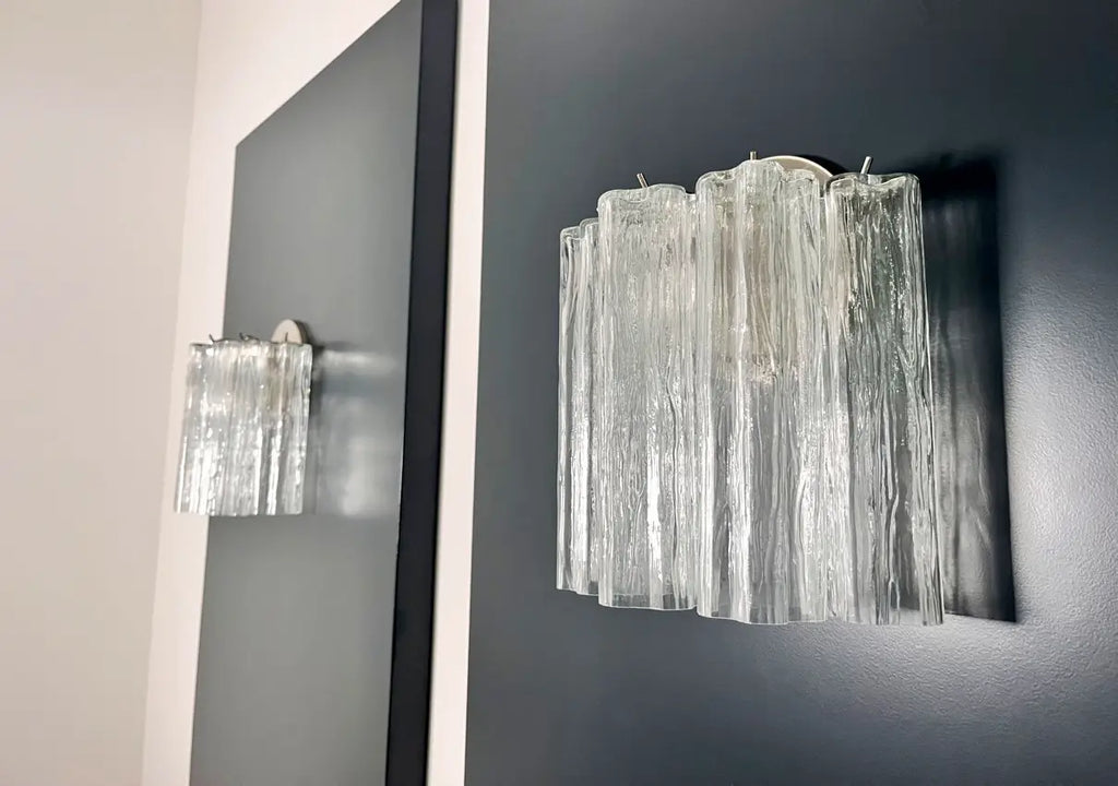 Murano Wall Lamp | 5 Clear Tube Glass | Set of 2