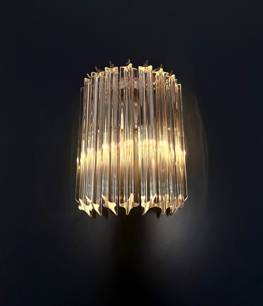 Murano Wall Lamp | 9 Clear Prism Glass | Set of 2