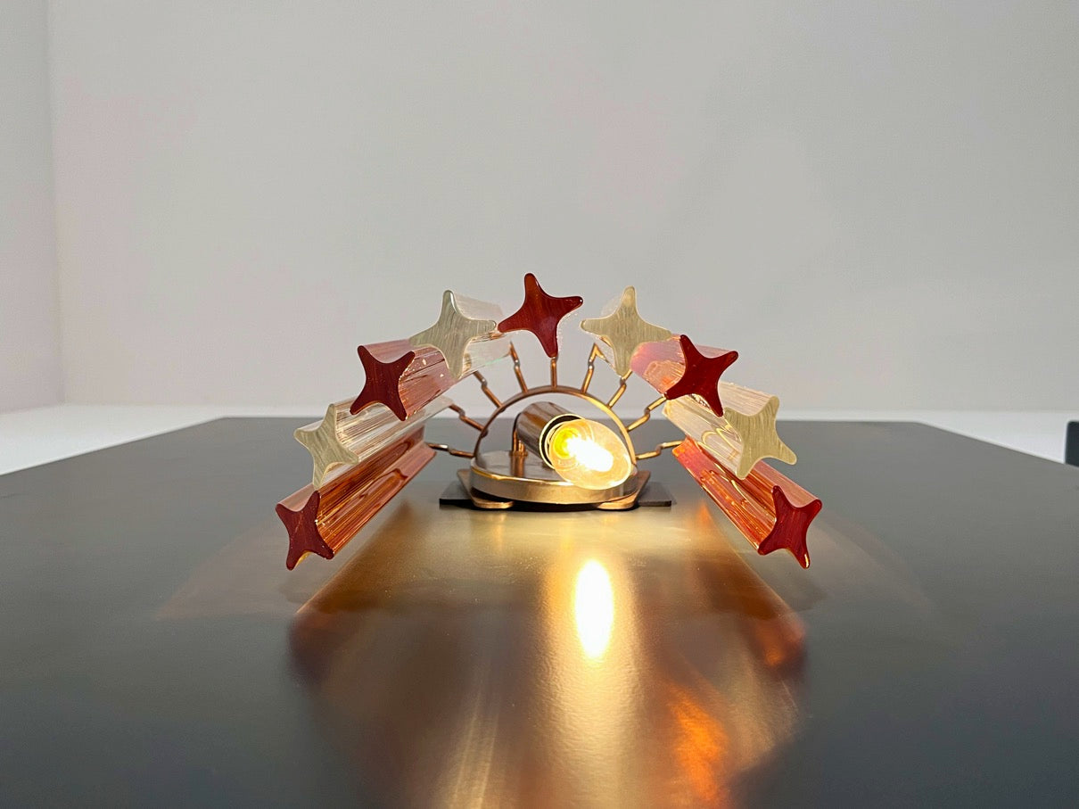 Murano Wall Lamp | 9 Clear Yellow Prism Glass | Set of 2