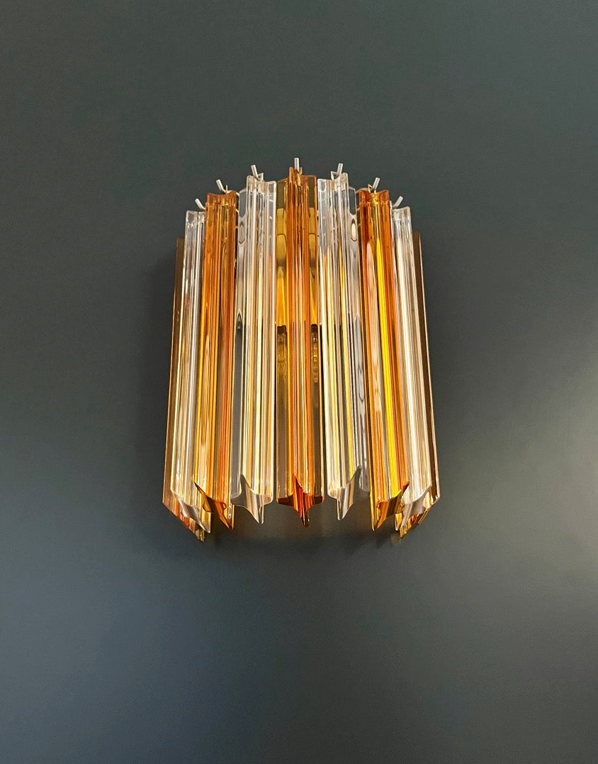 Murano Wall Lamp | 9 Clear Yellow Prism Glass | Set of 2