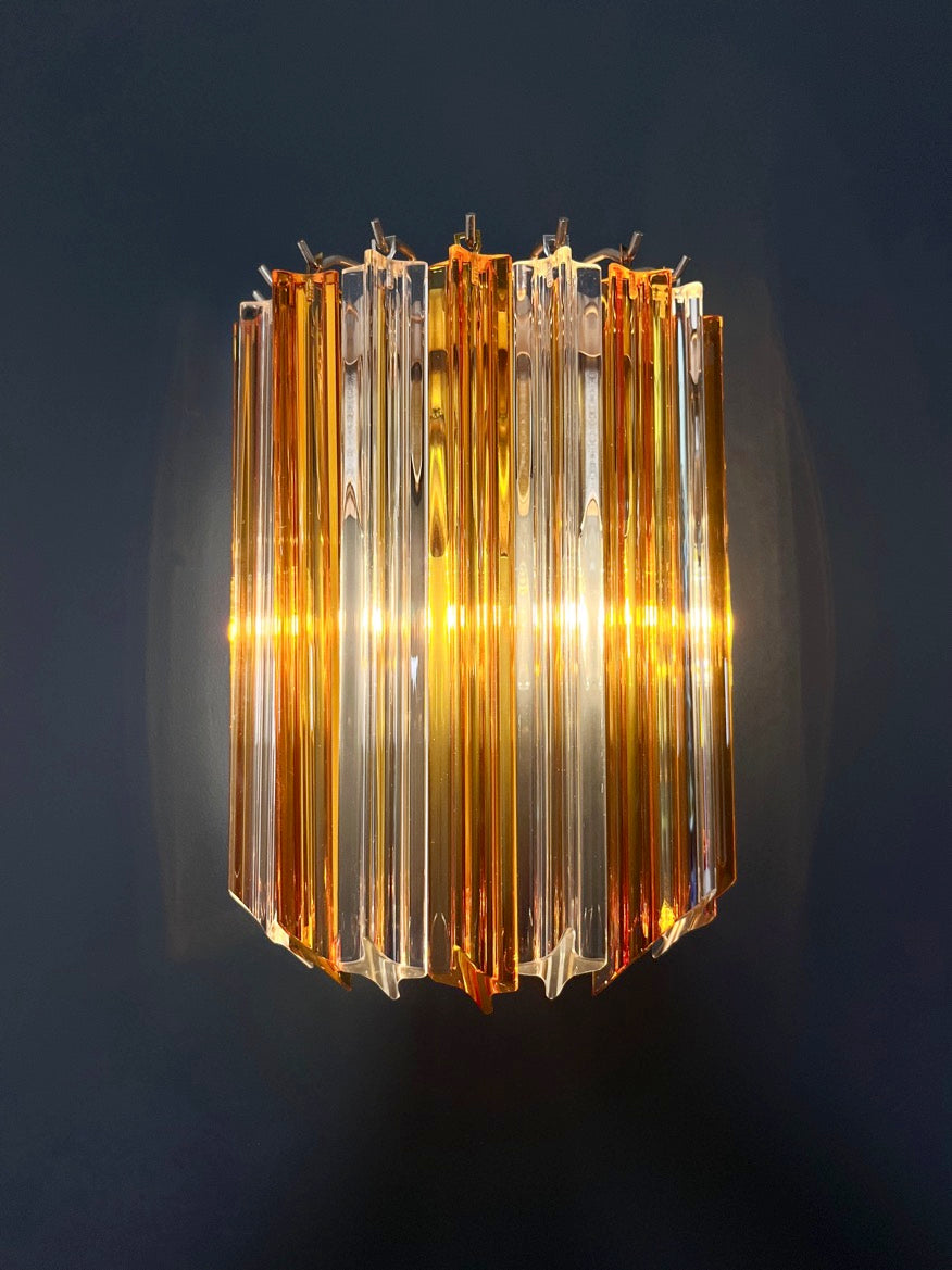 Murano Wall Lamp | 9 Clear Yellow Prism Glass | Set of 2
