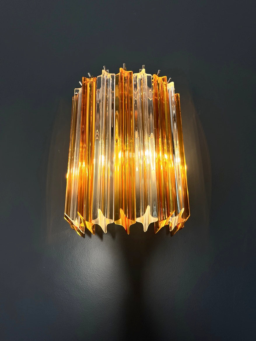 Murano Wall Lamp | 9 Clear Yellow Prism Glass | Set of 2