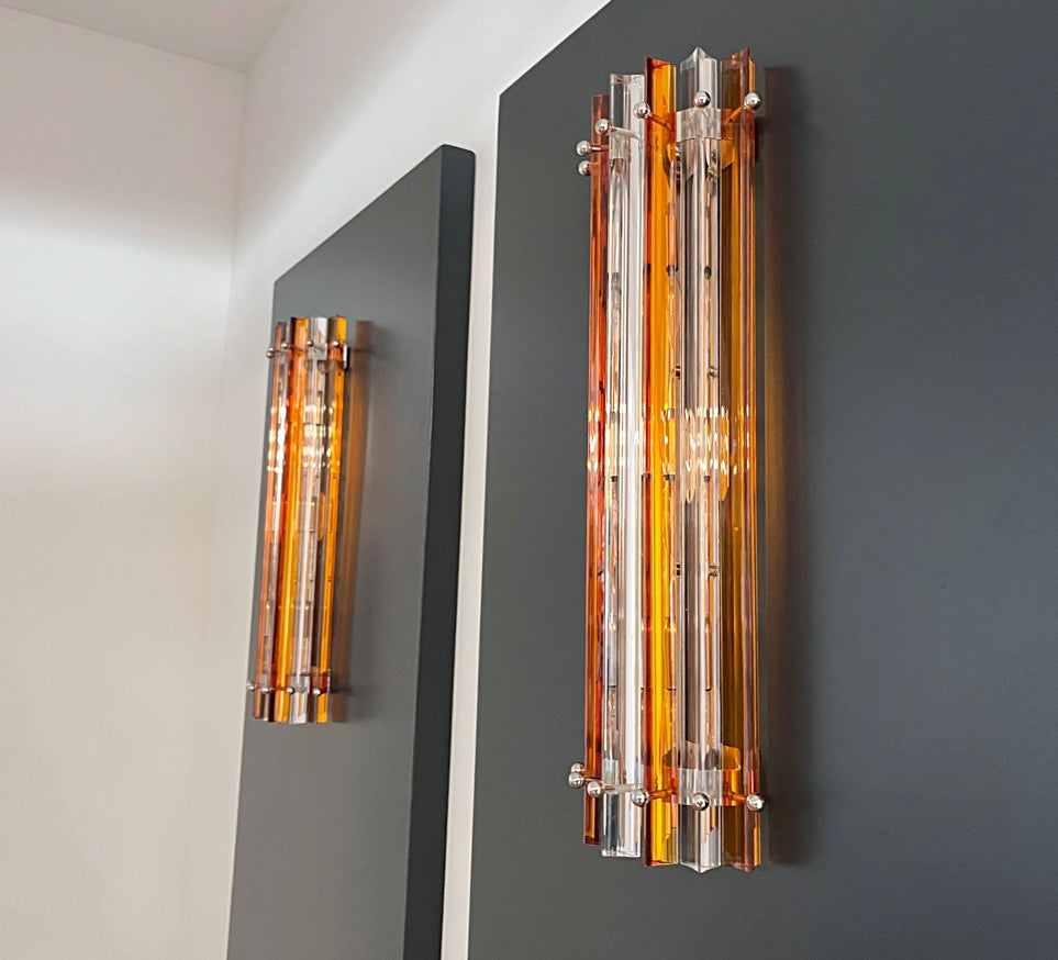 Murano Wall Lamp | 14 Clear Yellow Prism Glass | Set of 2