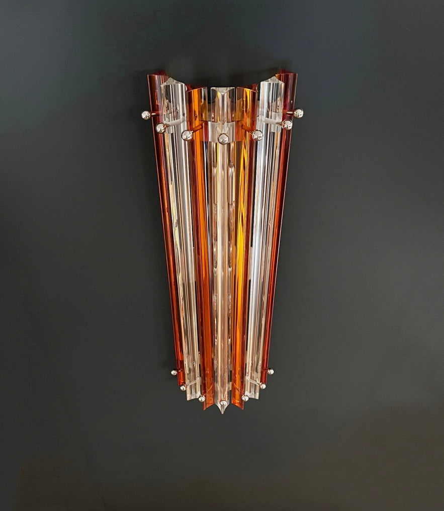 Murano Wall Lamp | 14 Clear Yellow Prism Glass | Set of 2