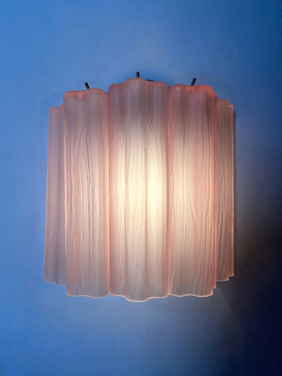 Murano Wall Lamp | 5 Pink Matte Glass Tubes | Set of 2