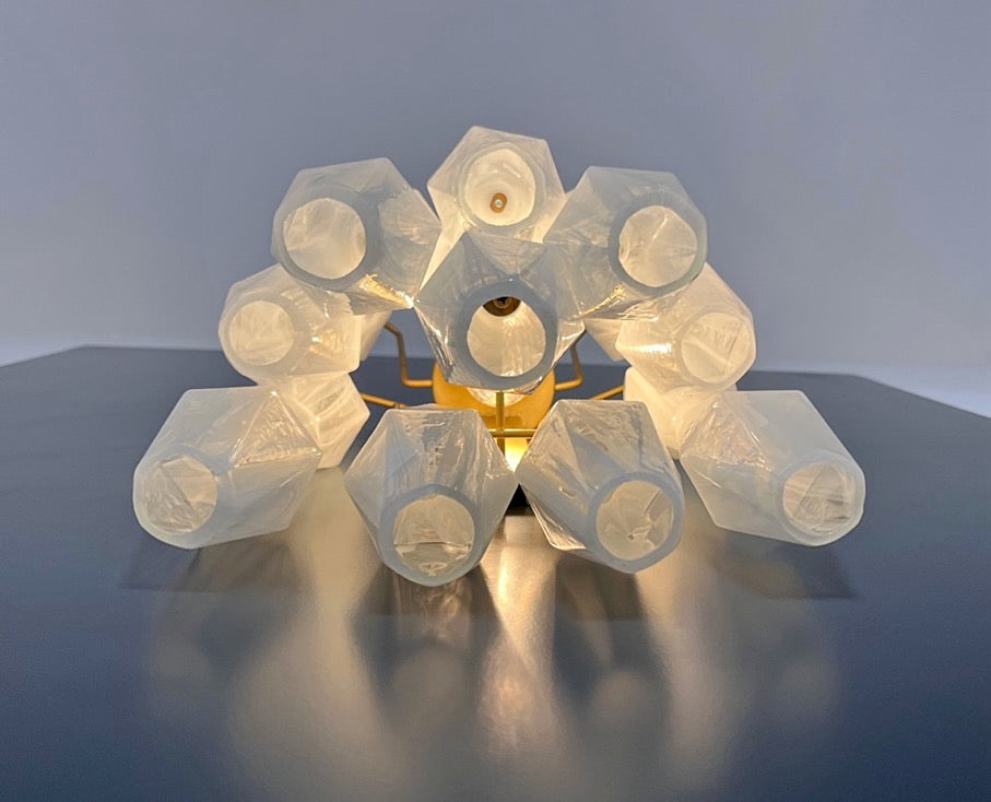 Murano Wall Lamp | 17 White Alabaster Poliedri Glass | Set of 2