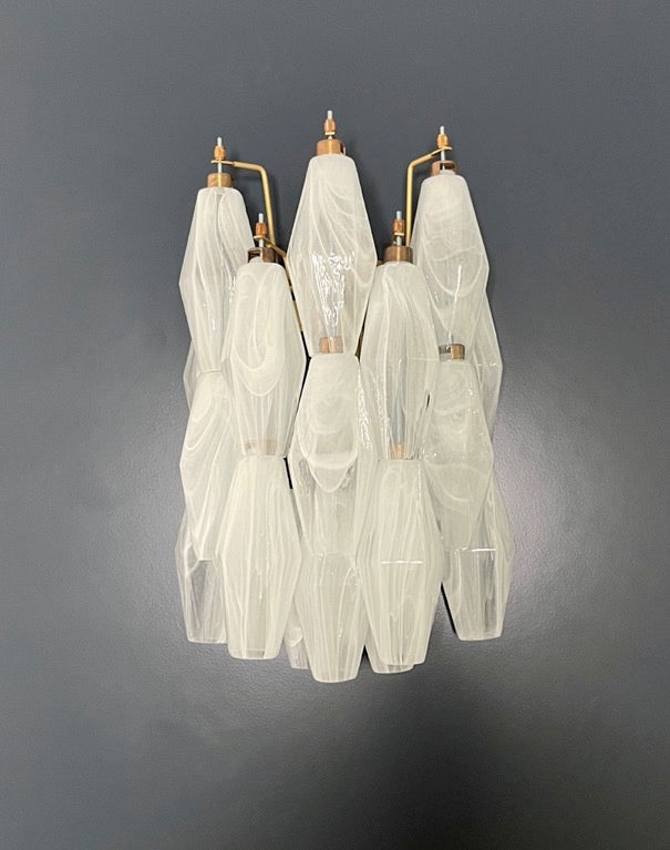 Murano Wall Lamp | 17 White Alabaster Poliedri Glass | Set of 2