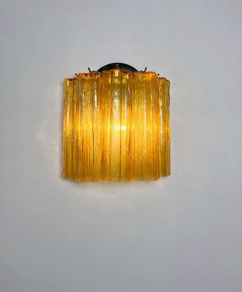 Murano Wall Lamp | 5 Yellow Glass Tubes | Set of 2