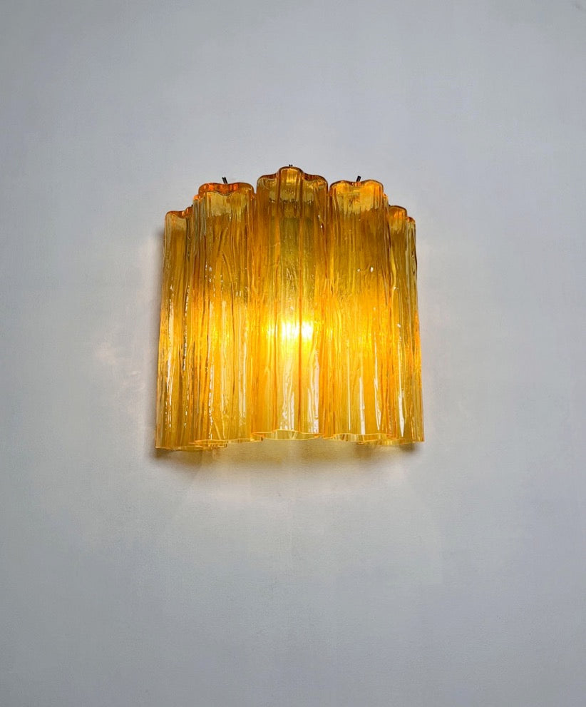 Murano Wall Lamp | 5 Yellow Glass Tubes | Set of 2