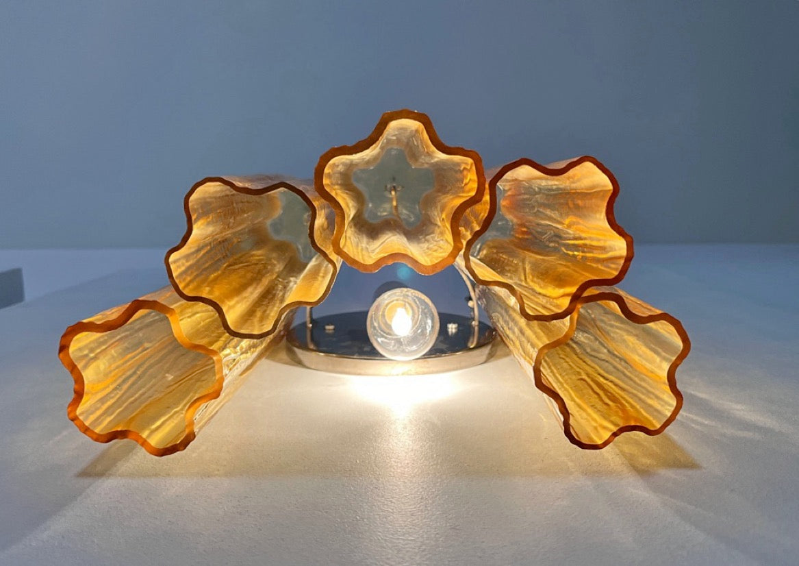 Murano Wall Lamp | 5 Yellow Glass Tubes | Set of 2