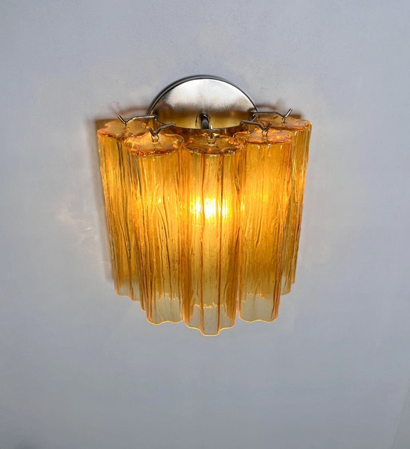 Murano Wall Lamp | 5 Yellow Glass Tubes | Set of 2