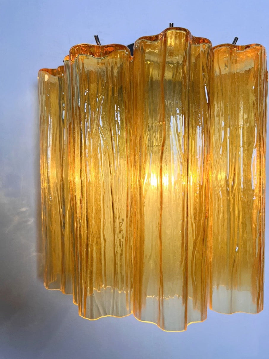 Murano Wall Lamp | 5 Yellow Glass Tubes | Set of 2