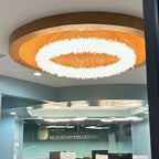 Premium 24-47 Inch Round Clear Geode Quartz Crystal Ring Pendant Light Modern Chandelier for Living Room product image