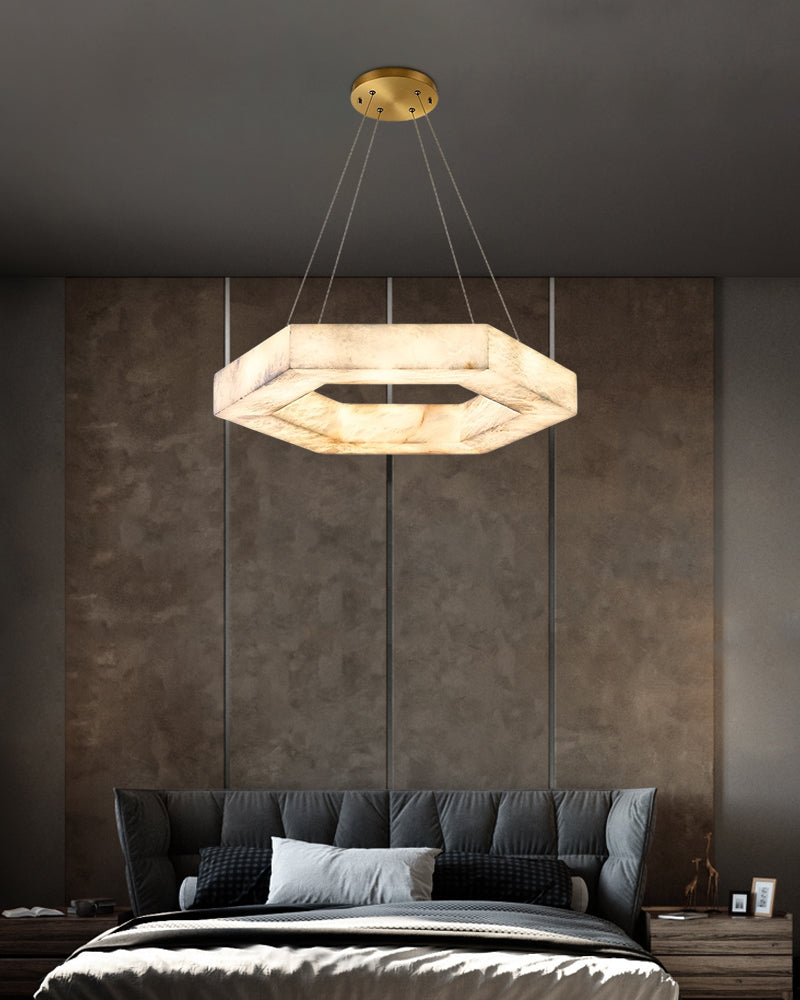 LED Hexagon Alabaster Pendant Lamp additional product view