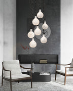 Cluster White Alabaster Globe Pendant Light with adjustable chain