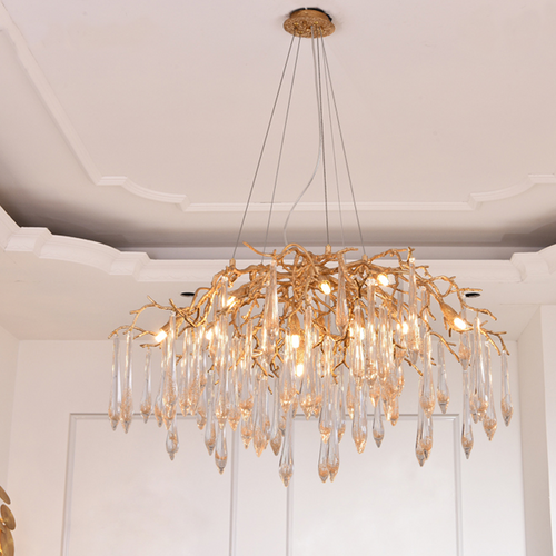 Iris Raindrop Crystal Branch Chandelier detail view