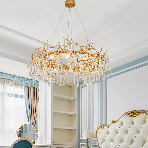 Iris Raindrop Clear Crystal Ring Branch Chandelier by Bling Lighting Studio