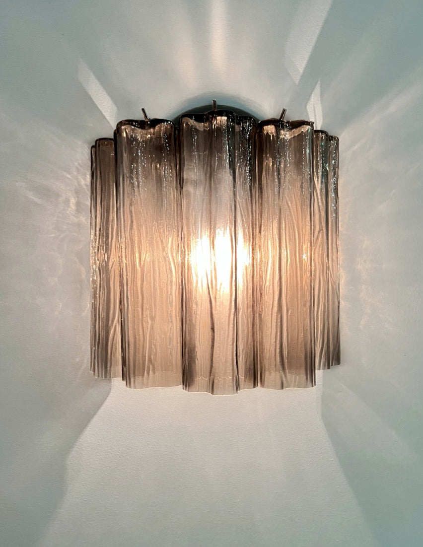 Murano Wall Lamp | 5 Smoked Tube Glass | Set of 2