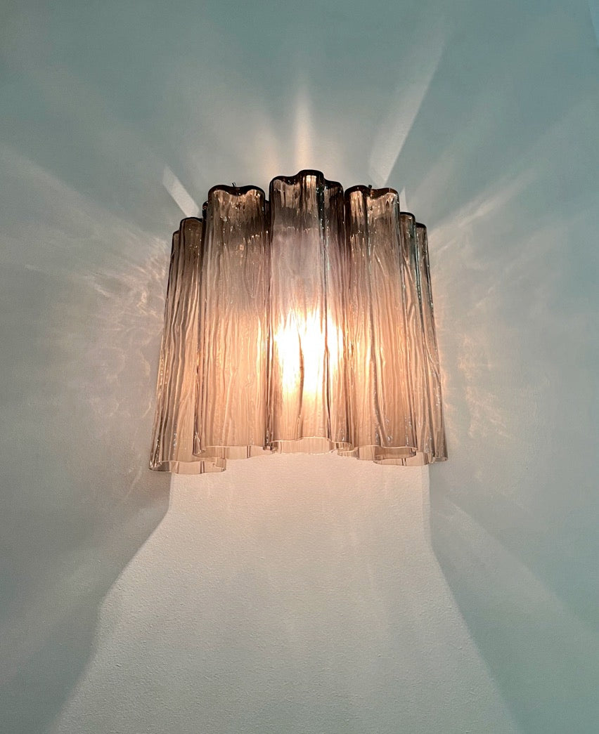 Murano Wall Lamp | 5 Smoked Tube Glass | Set of 2