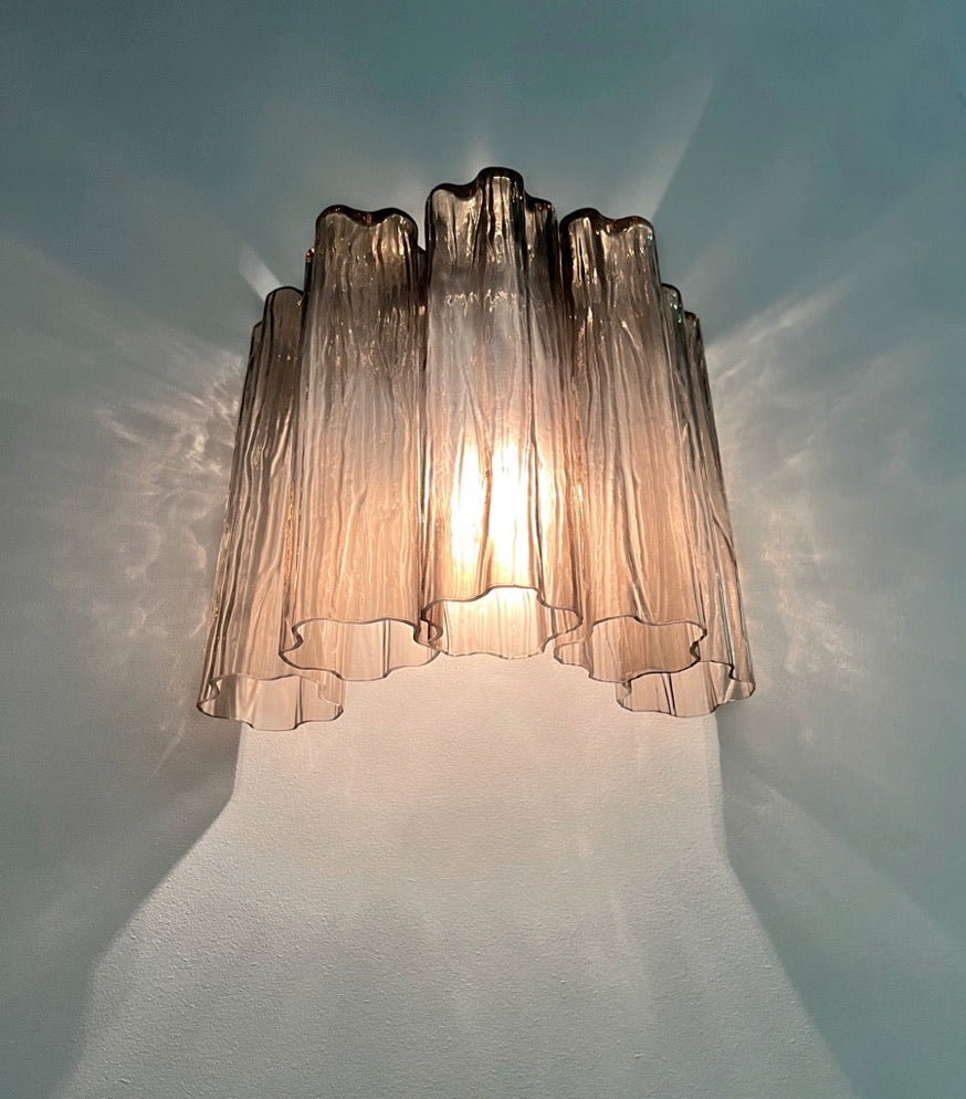 Murano Wall Lamp | 5 Smoked Tube Glass | Set of 2