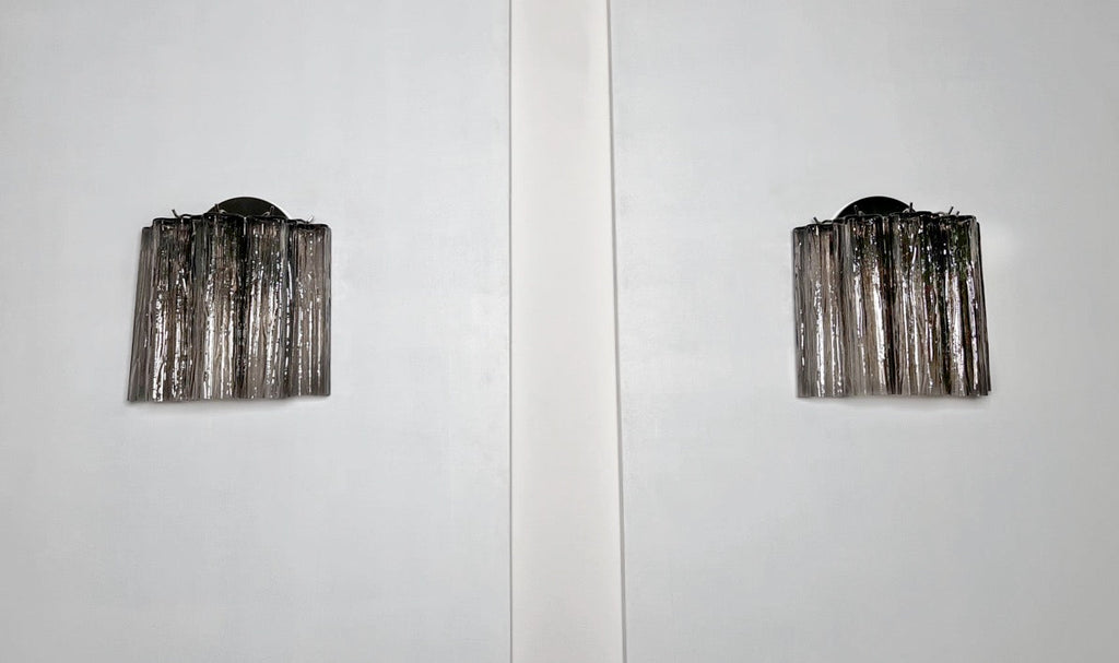 Murano Wall Lamp | 5 Smoked Tube Glass | Set of 2