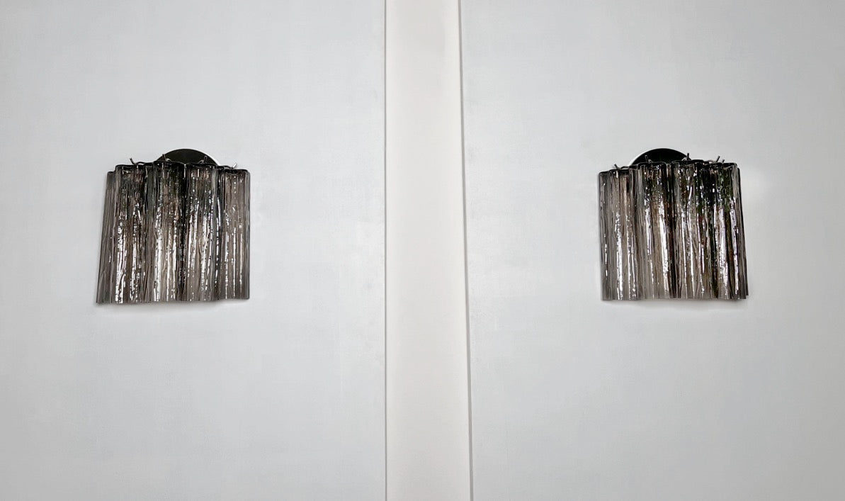 Murano Wall Lamp | 5 Smoked Tube Glass | Set of 2