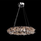 Multiple Size Modern Smoky Rock Crystal Halo LED Chandelier Pendant Light by Bling Lighting Studio