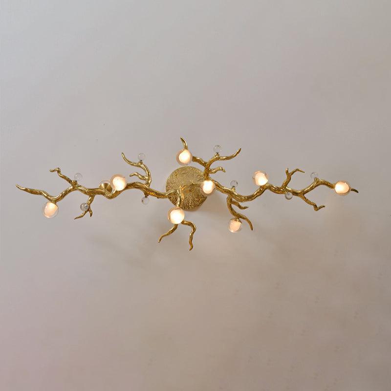 Modern Linear Glass Ball Branch Semi Flush Chandelier by Bling Lighting Studio