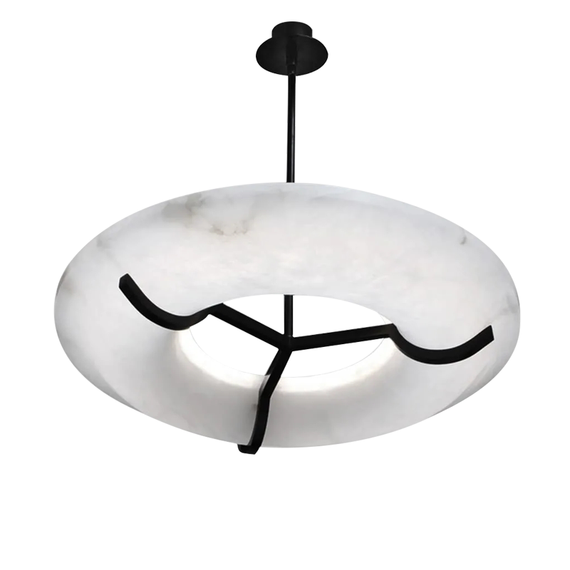 Glacera Modern Round Alabaster Dining Room Chandelier by Bling Lighting Studio