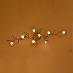 Modern Linear Glass Ball Branch Semi Flush Chandelier by Bling Lighting Studio