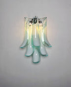 Murano Wall Lamp | 6 Turquoise Lattimo Petal Glass | Set of 2