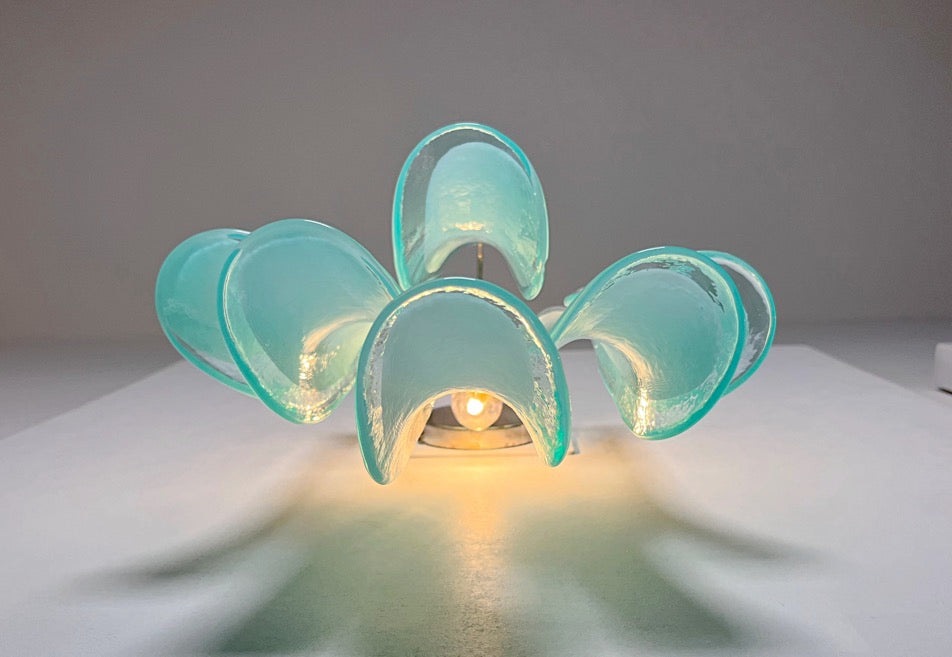 Murano Wall Lamp | 6 Turquoise Lattimo Petal Glass | Set of 2