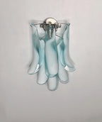 Murano Wall Lamp | 6 Turquoise Lattimo Petal Glass | Set of 2