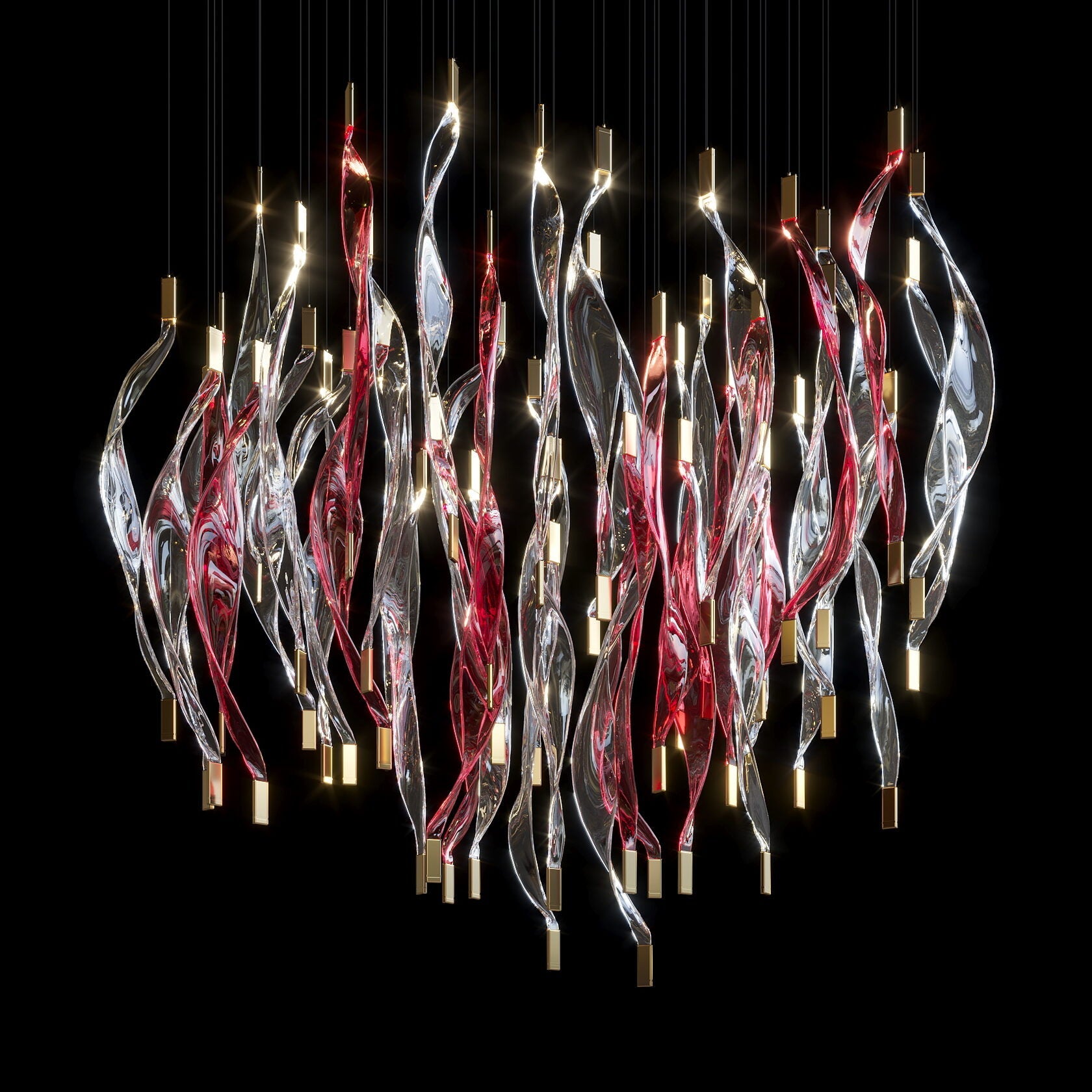 Crimson Flame Cascade Chandelier