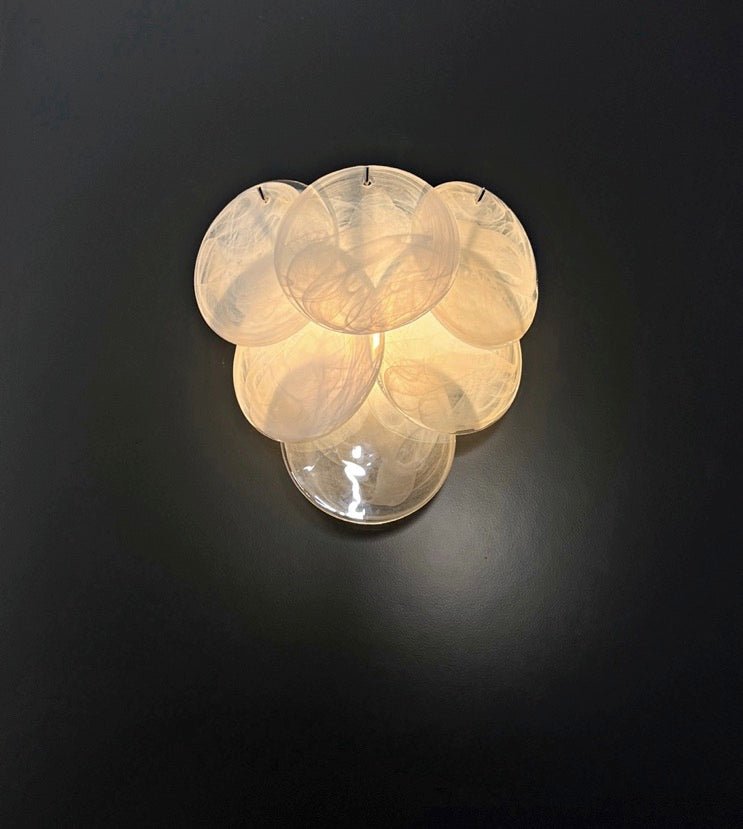 Murano Wall Lamp | 6 Alabaster Glass Disc Glass | Set of 2
