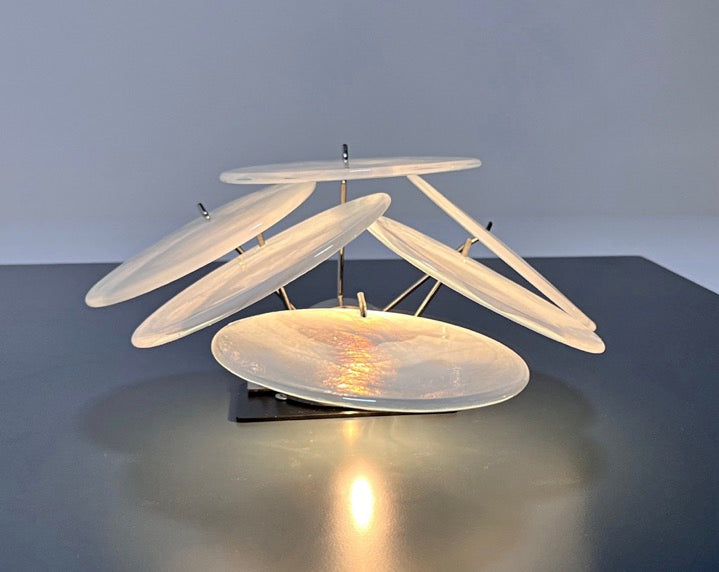 Murano Wall Lamp | 6 Alabaster Glass Disc Glass | Set of 2