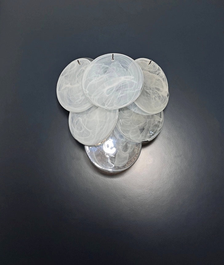 Murano Wall Lamp | 6 Alabaster Glass Disc Glass | Set of 2