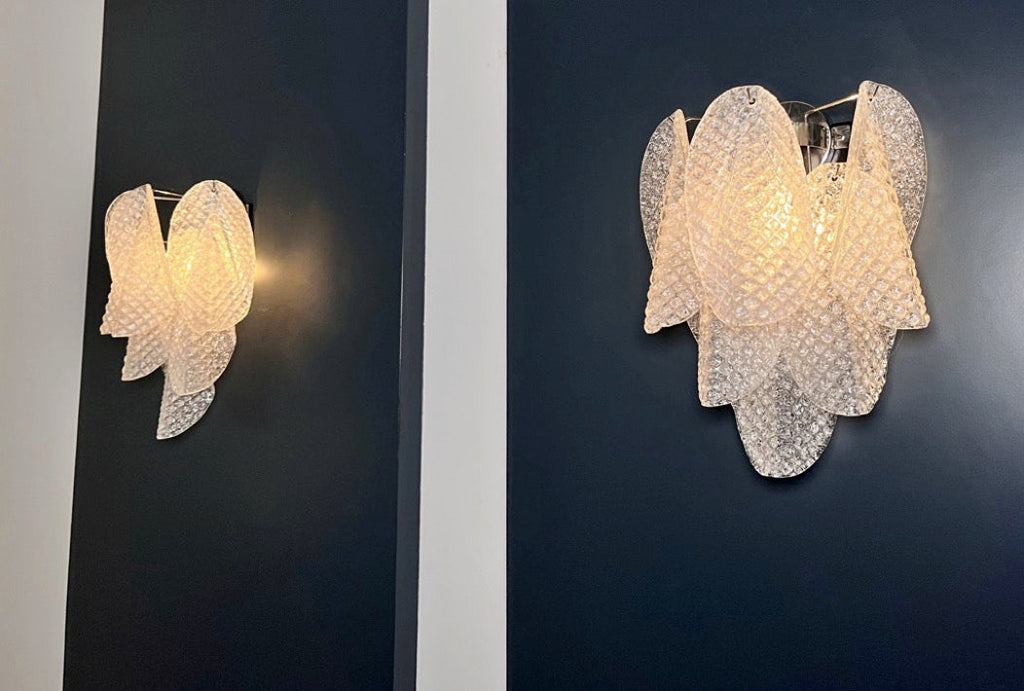 Murano Wall Lamp | 6 Clear Rondini Glass | Set of 2