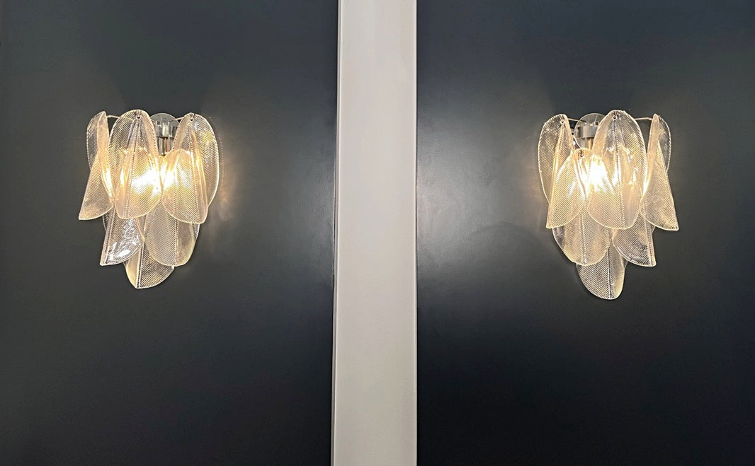 Murano Wall Lamp | 6 Clear Rondini Glass | Set of 2