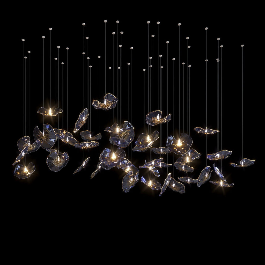 Smoke Glass Lily Cluster Chandelier