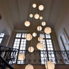 Glacera Alabaster Sphere Staircase Chandelier,Multi Pendant Light by Bling Lighting Studio