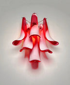 Murano Wall Lamp | 6 Red Lattimo Petal Glass | Set of 2